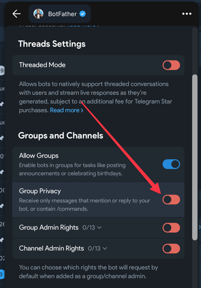 Group Privacy — отключаем